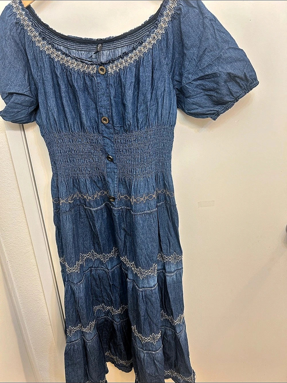 Blue Embroidered Maxi Dress
